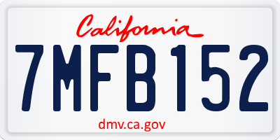 CA license plate 7MFB152