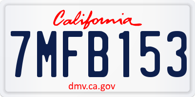 CA license plate 7MFB153