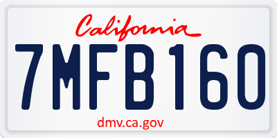 CA license plate 7MFB160