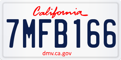 CA license plate 7MFB166