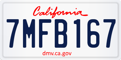 CA license plate 7MFB167