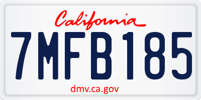 CA license plate 7MFB185