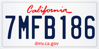 CA license plate 7MFB186