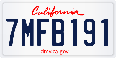 CA license plate 7MFB191