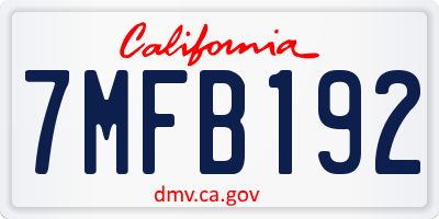 CA license plate 7MFB192