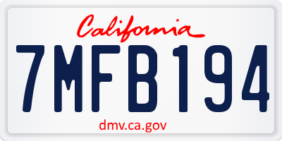 CA license plate 7MFB194