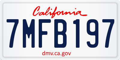 CA license plate 7MFB197