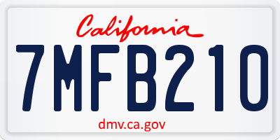 CA license plate 7MFB210