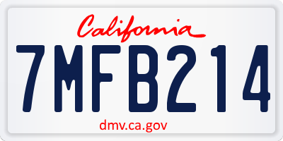 CA license plate 7MFB214