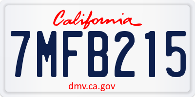 CA license plate 7MFB215