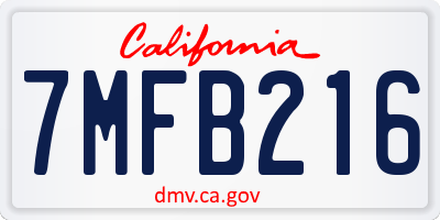 CA license plate 7MFB216