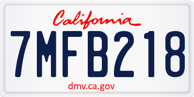 CA license plate 7MFB218