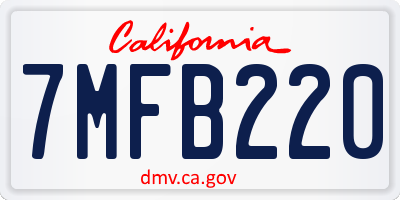 CA license plate 7MFB220