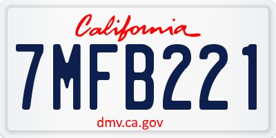 CA license plate 7MFB221