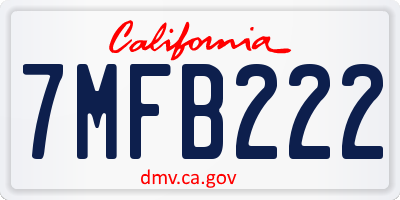 CA license plate 7MFB222