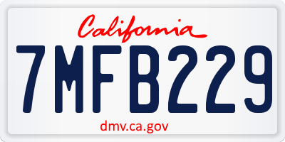 CA license plate 7MFB229
