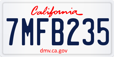 CA license plate 7MFB235