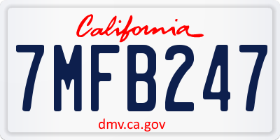 CA license plate 7MFB247