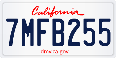 CA license plate 7MFB255