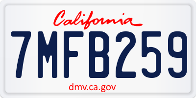 CA license plate 7MFB259