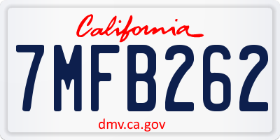CA license plate 7MFB262