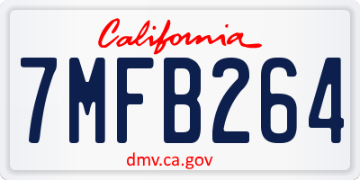 CA license plate 7MFB264