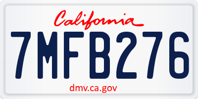 CA license plate 7MFB276