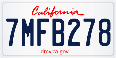 CA license plate 7MFB278