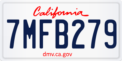 CA license plate 7MFB279