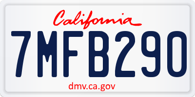 CA license plate 7MFB290