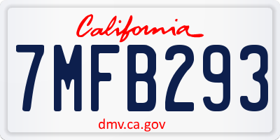 CA license plate 7MFB293