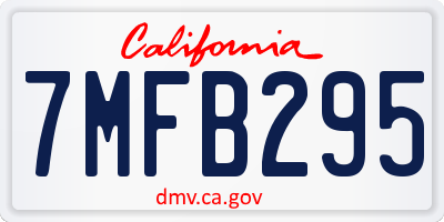 CA license plate 7MFB295