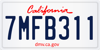 CA license plate 7MFB311