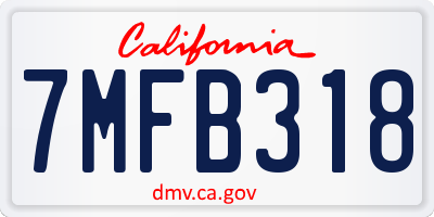 CA license plate 7MFB318