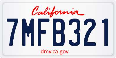 CA license plate 7MFB321