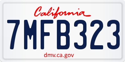 CA license plate 7MFB323