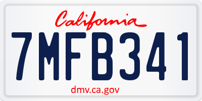 CA license plate 7MFB341