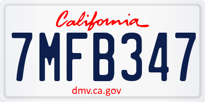 CA license plate 7MFB347
