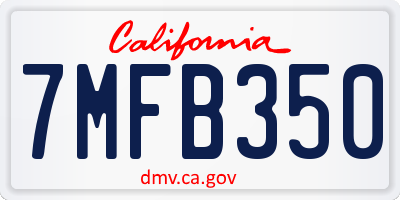 CA license plate 7MFB350