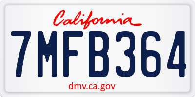 CA license plate 7MFB364