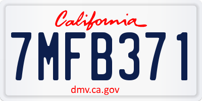 CA license plate 7MFB371