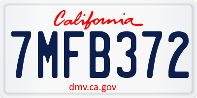 CA license plate 7MFB372