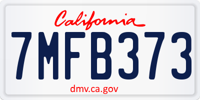 CA license plate 7MFB373