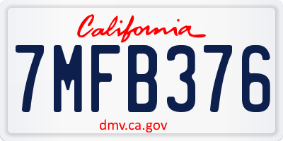 CA license plate 7MFB376