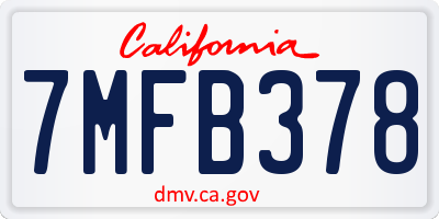 CA license plate 7MFB378