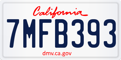 CA license plate 7MFB393