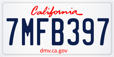 CA license plate 7MFB397