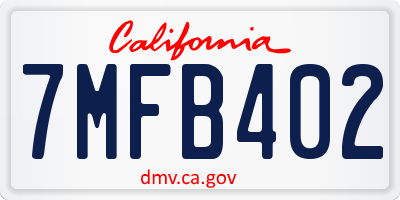 CA license plate 7MFB402