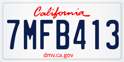 CA license plate 7MFB413
