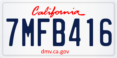 CA license plate 7MFB416